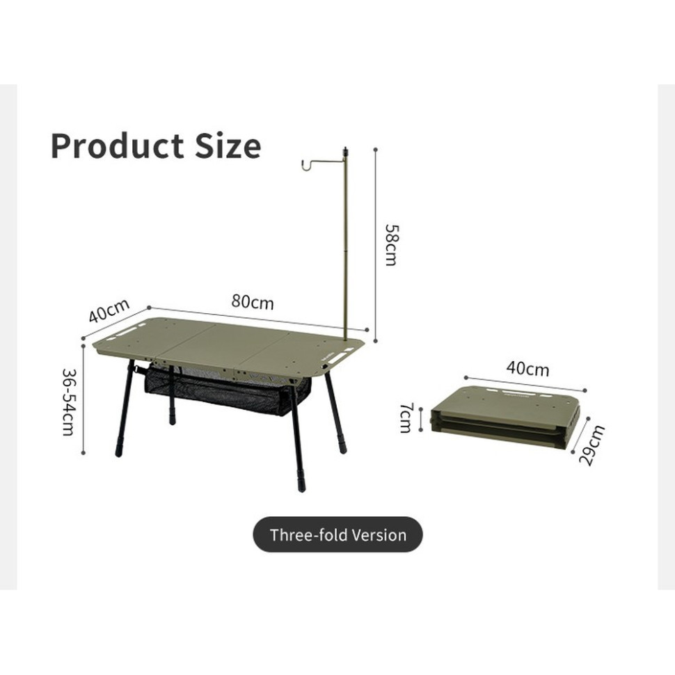 Стол складной Naturehike CNK2450JJ025 (80х40 см) алюминий Оливковый Винница - изображение 2