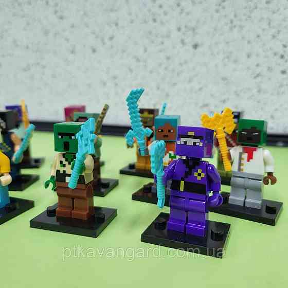 Набір фігурок Майнкрафт 12 шт підставками + зброя 2912-1 Хмельницький