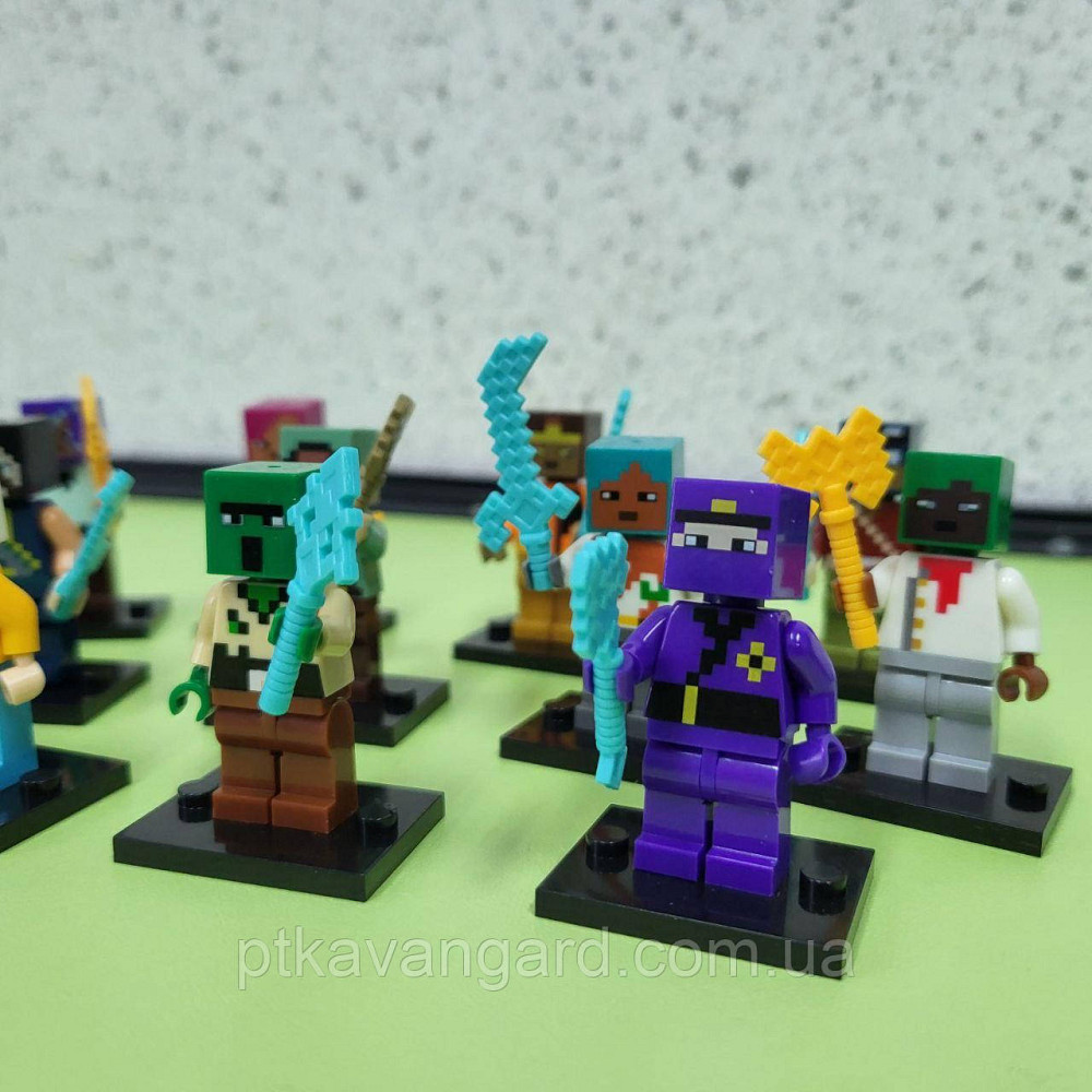 Набір фігурок Майнкрафт 12 шт підставками + зброя 2912-1 Хмельницький - фото 5