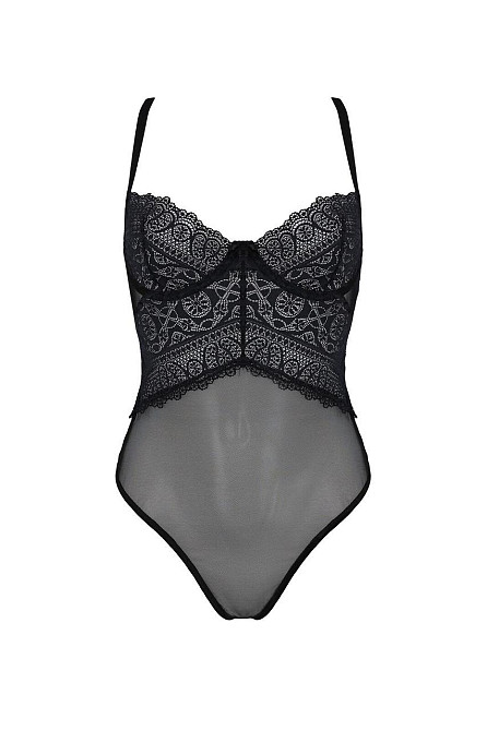 Боді Passion KERRIA BODY black, L/XL, з високими вирізами та верхом балконет Sex Aura Київ - фото 3