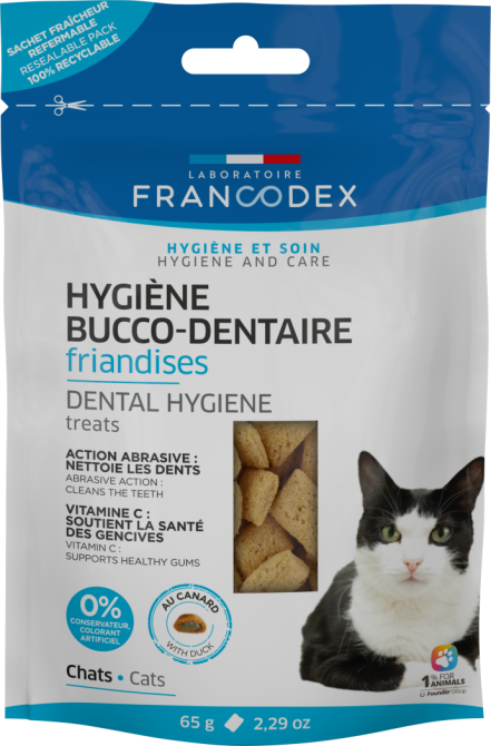 Ласощі для гігієни зубів Francodex (Франкодекс) для котів з качкою, 65 г Вінниця - фото 1