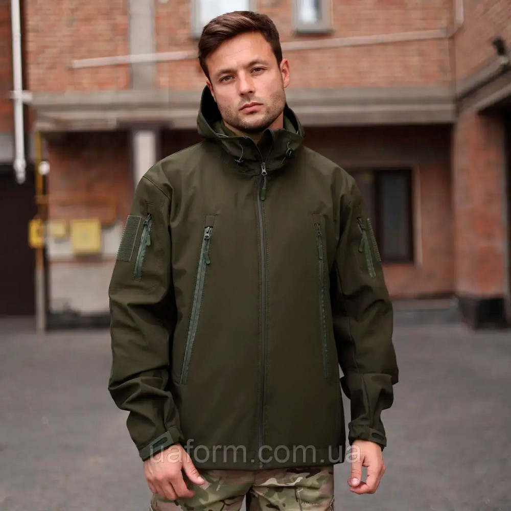 Демисезонная мужская куртка Soft Shell хаки, мужская тактическая куртка софт шел Львов - изображение 6