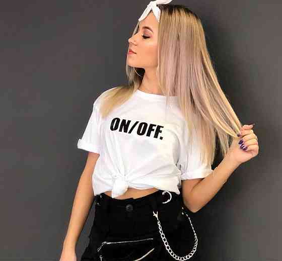 Біла жіноча футболка з малюнком ON/OFF Чернівці