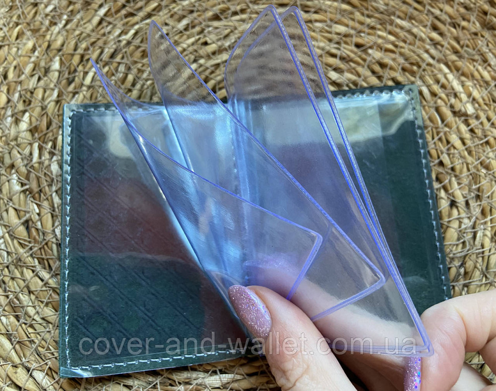 Зелена шкіряна обкладинка для ID-паспорта і авто документів з файлами ST Київ - фото 4