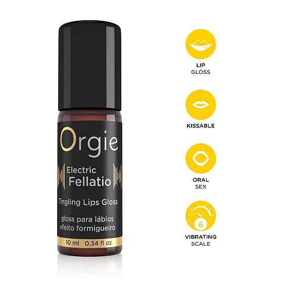 Блиск для губ з ефектом вібрації Orgie Electric Fellatio Lips Gloss, 10 мл, смак фруктового асорті Sex Aura Київ
