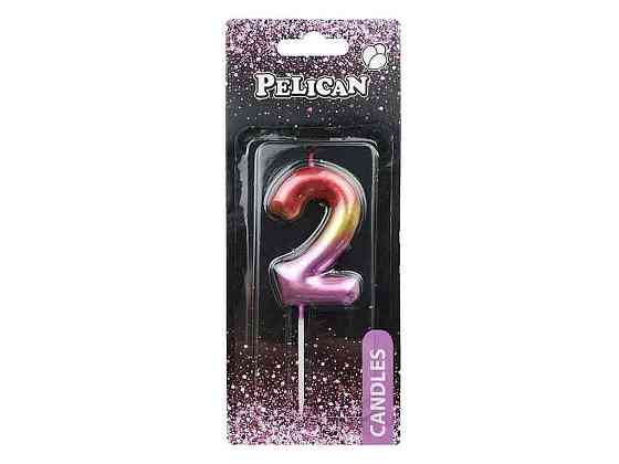 Свічка для торта 2 РАЙДУЖНА 6см. 866062 ТМ PELICAN Solmir Киев