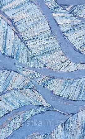Шпалери вінілові на флізеліновій основі Rasch Ascona 1.06х10 метрове листя структурні бірюзові із золотистим Київ