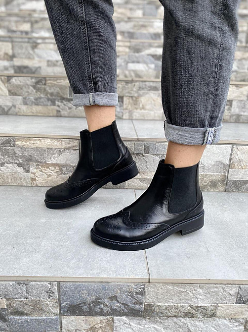 Черевики жіночі Milanti чорні натуральна шкіра весна-осінь висота 12см розмір 38 (3144) Коломыя - изображение 5