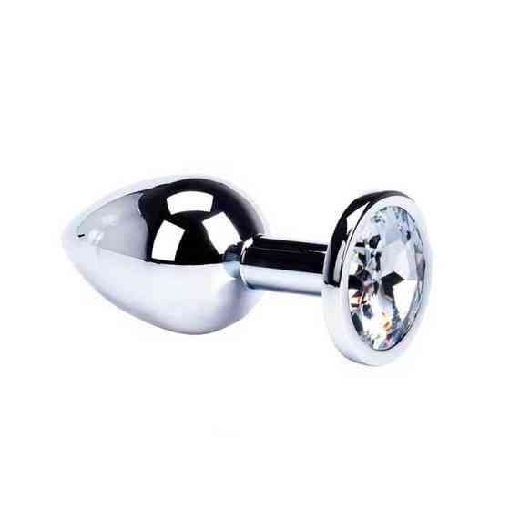 Стальная анальная пробка с кристаллом - 3.2*8.2 см – Анальные игрушки Винница