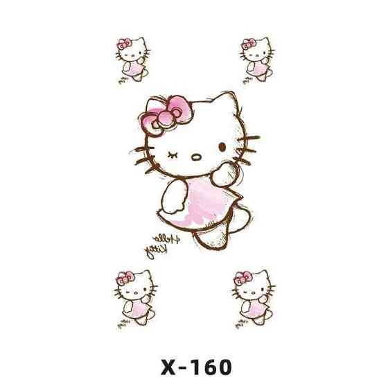 Дитяче татуювання з котиком 10 на 6 см рожевий Київ