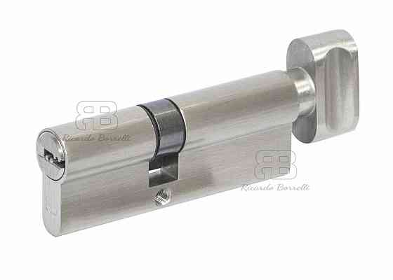 Євроциліндр для міжкімнатних дверей Ricardo Borelli ключ/поворотник перфорований 60мм 30/30Т ZN SN матовий нікель Київ