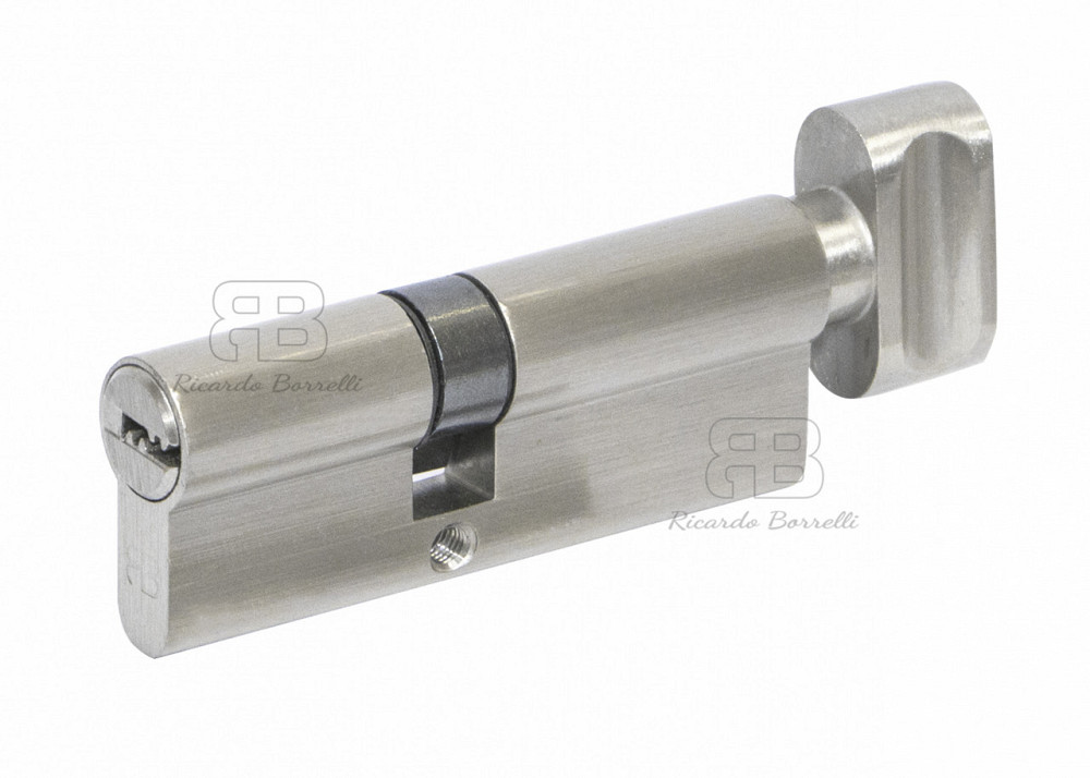 Євроциліндр для міжкімнатних дверей Ricardo Borelli ключ/поворотник перфорований 60мм 30/30Т ZN SN матовий нікель Київ - фото 1