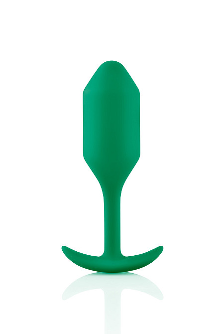 Анальная пробка со смещенным центром тяжести B-Vibe Snug Plug 2, силиконовая, зеленая Sex Aura Киев - изображение 1