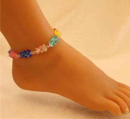 Браслет с мармеладными мишками на ногу - длина 18см + 4см, регулируется, смола, цинковый сплав Киев