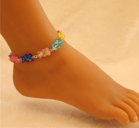 Браслет с мармеладными мишками на ногу - длина 18см + 4см, регулируется, смола, цинковый сплав Киев - изображение 1