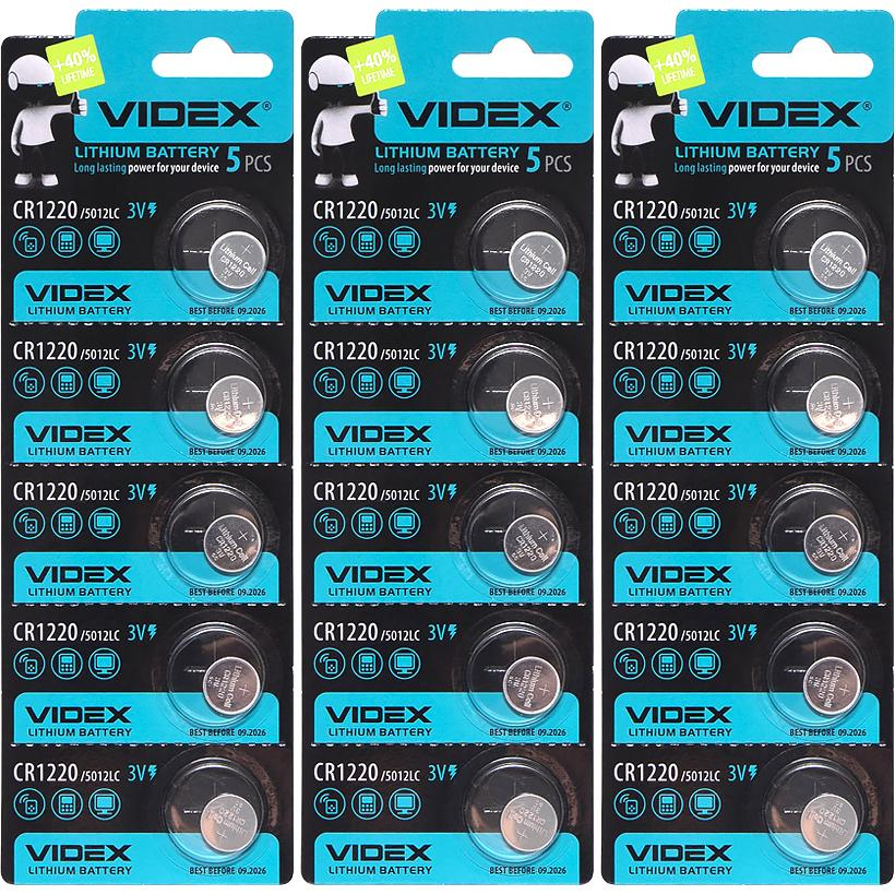 Батарейка CR1220 3В Videx 5шт для часов и пультов Киев - изображение 3