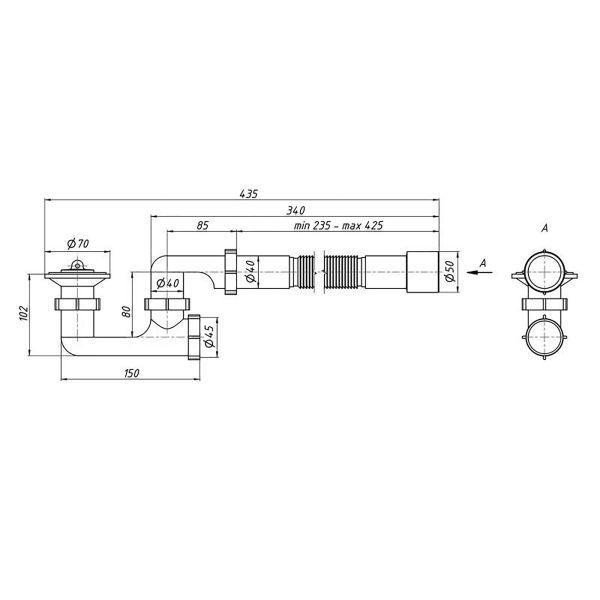 Сифон для ванни 70мм, ревізія, без переливу PolMark SF 40 02 Харків - фото 2