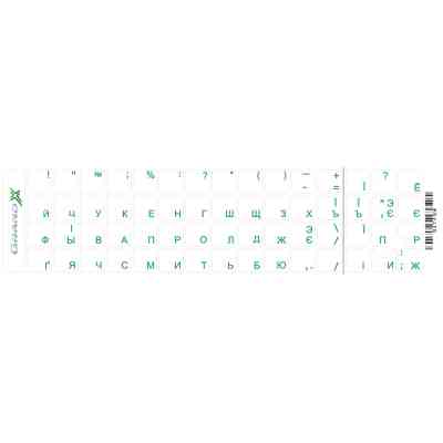 Наклейка на клавіатуру Grand-X 60 keys transparent protection Cyrillic green (GXTPGW) Вінниця