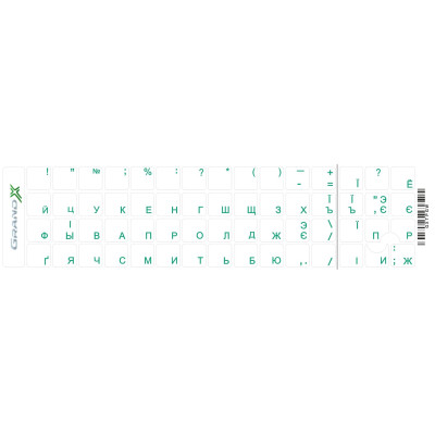 Наклейка на клавіатуру Grand-X 60 keys transparent protection Cyrillic green (GXTPGW) Вінниця - фото 1