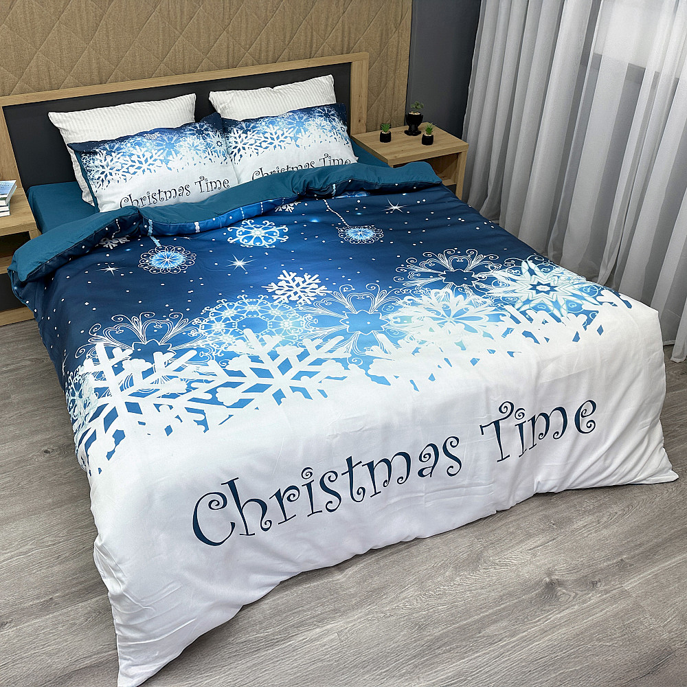 Комплект постільної білизни Фланель, Epico Євро 200х220 з Різдвяним принтом (88-198) Київ - фото 1