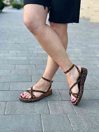 Босоніжки жіночі леопардові EDAN 350 літо, натуральна шкіра / Зручні босоніжки на низькому ходу Коломыя