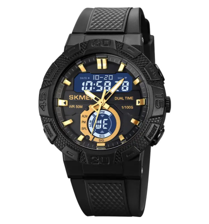 Чоловічий спортивний годинник Skmei 1881 (Чорний із золотистим і чорним циферблатом) Вінниця