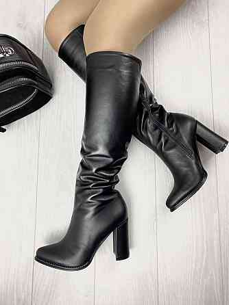 Nivelle Чоботи жіночі демісезонні весна-осінь на підборах чорні з натуральної шкіри р. 37-39 (8 Коломия