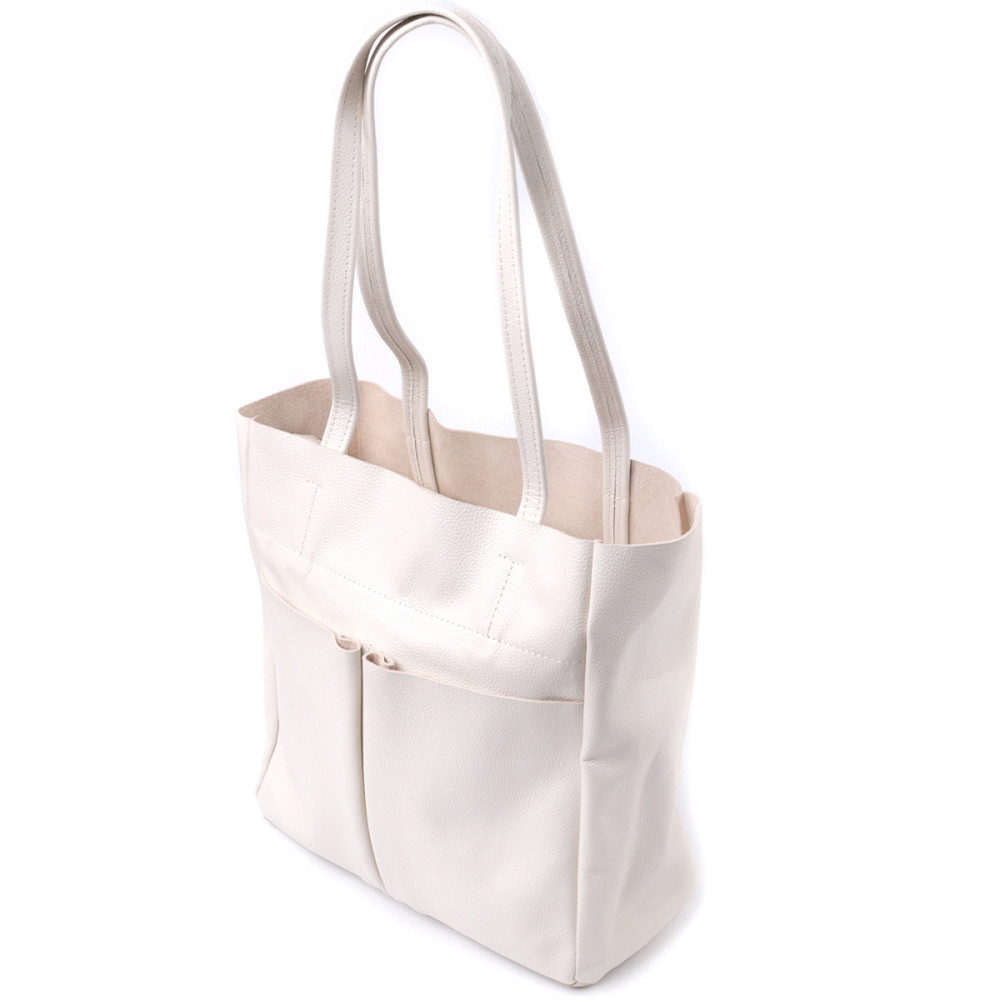 Містка сумка-шоппер з натуральної шкіри Shvigel 22843 Бежева Київ - фото 1