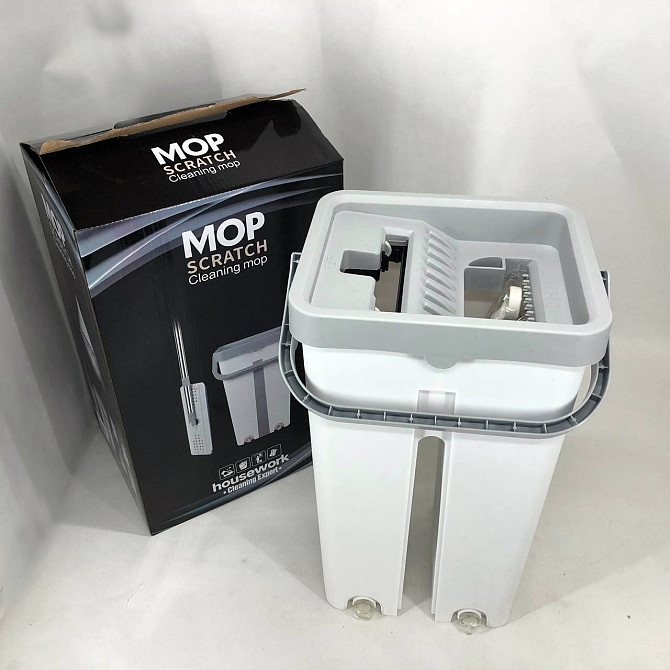 Швабра з віджимом і складним відром Scratch Cleaning Easy Mop Стрічка з відром віджимом TO-14 Львів - фото 9