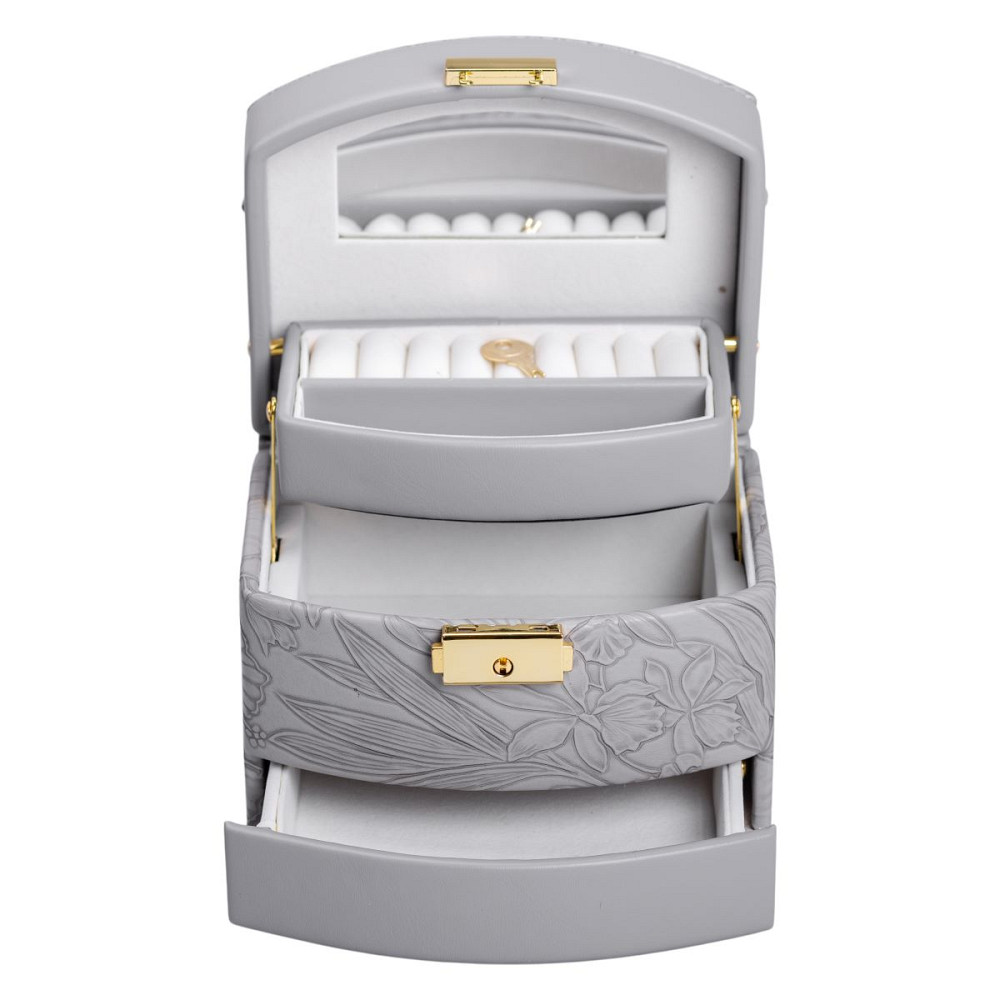 Скринька для прикрас з еко шкіри 3 яруси із замком органайзер для ювелірних виробів HP-5-23G Коломия - фото 1