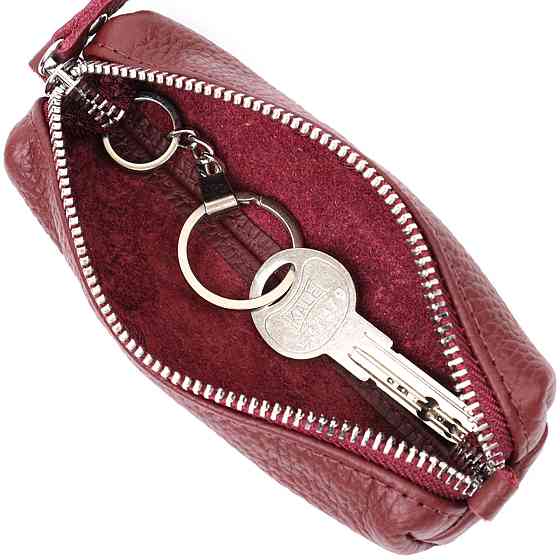 Надійна шкіряна ключниця GRANDE PELLE 11667 Бордовий Київ