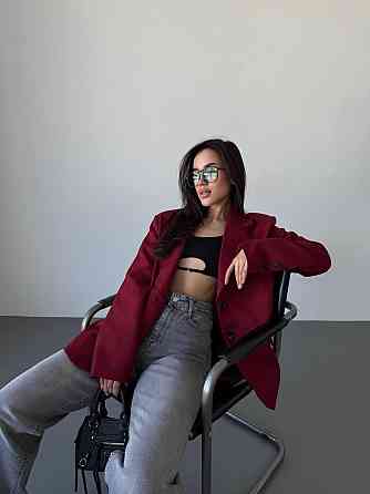 Жіночий класичний оверсайз піджак на підкладці костюмка Бордо, 42/44 Одеса