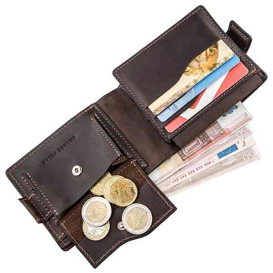 Горизонтальное портмоне унисекс GRANDE PELLE 11218 Коричневое Киев