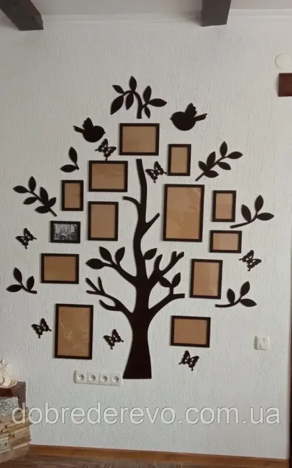 Сімейне дерево  Tit tree  на 11 фото, родинне дерево на стіну з фото рамками Синички Вижниця - фото 3