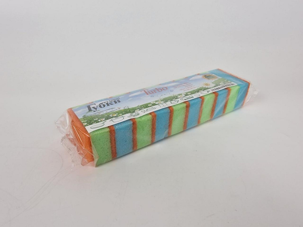 Губка кухонна для посуду 10 шт. Turbo (Супер Торба) (1 пачка) Харків - фото 2