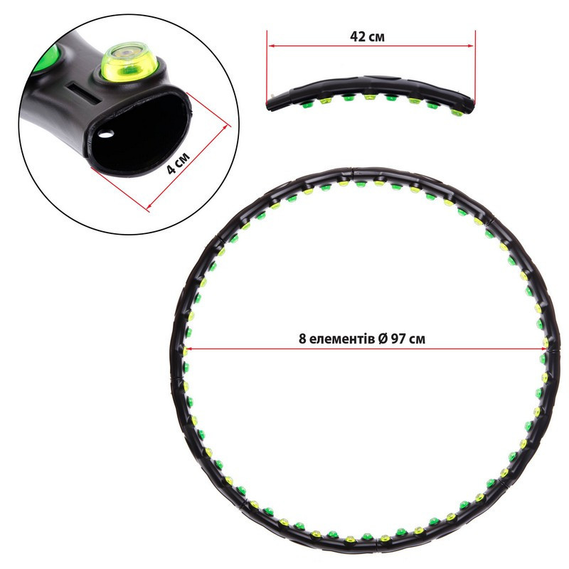 Обруч масажний Hula Hoop DOUBLE GRACE MAGNETIC JS-6002 Вишневе - фото 3