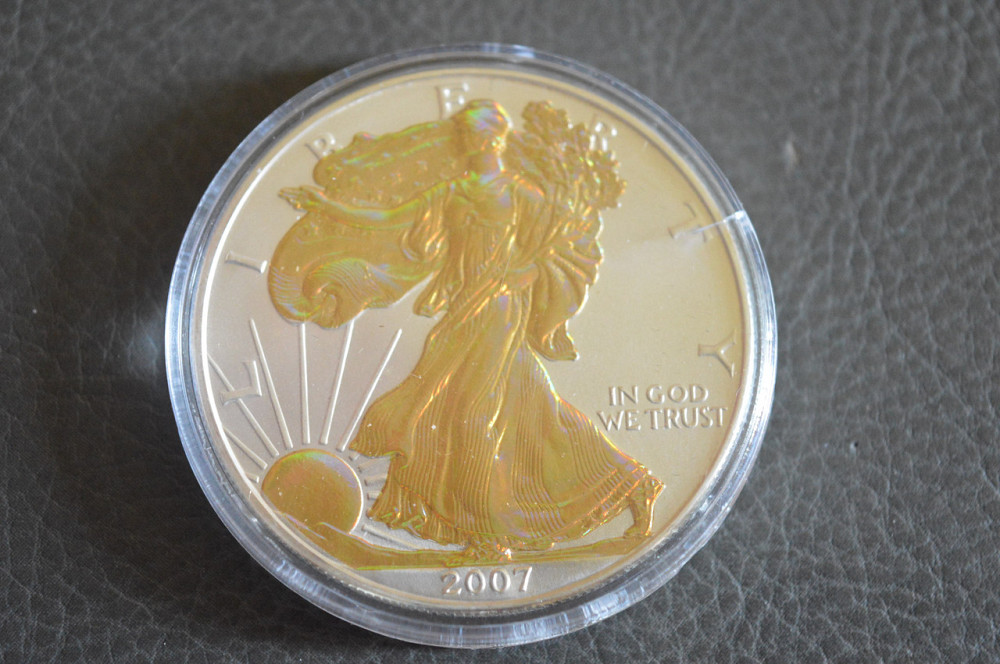 1 Долар Америка 2007 Пруф. 1 унц. серебро- позолота Полтава - изображение 1