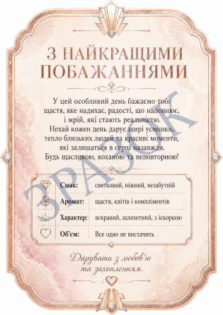 Етикетка на пляшку «З Днем Народження» + контретикетка | подарункова наліпка на вино, шампанське, ігристе для жінки Одеса