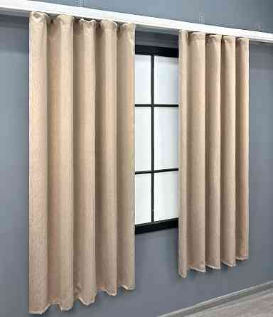 Комплект коротких штор VR-Textil Блэкаут двусторонний Eclipsе № 1817ш Песочный 130х170 см 2 шт (35-0400 Киев