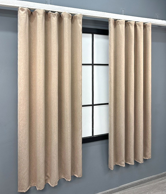 Комплект коротких штор VR-Textil Блэкаут двусторонний Eclipsе № 1817ш Песочный 130х170 см 2 шт (35-0400 Киев - изображение 3