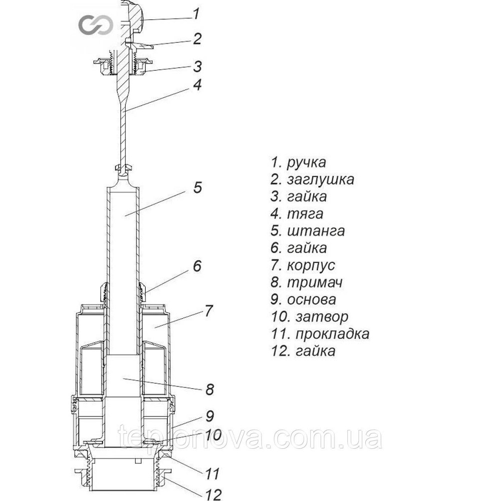 Комплект арматури для зливного бачка з бічною подачею води 1/2" та важелем зливу вгору АБу-2 Чернівці - фото 6
