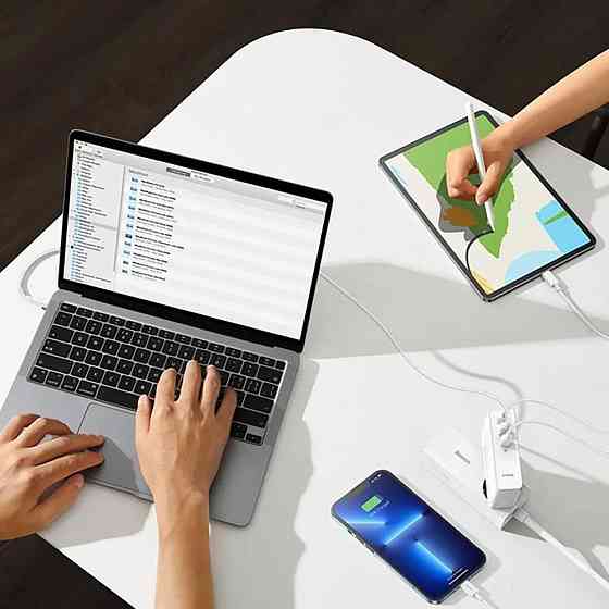 Мережевий зарядний пристрій з кабелем Baseus GaN5 Pro Fast Charger 2C+U 140W EU White (Superior Series Charging Data Cable Type-C Київ