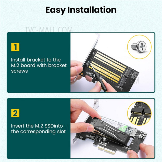 Адаптер Ugreen для встановлення SSD M.2 NVMe + M.2 NGFF у слот PCI-E 3.0 x4 CM302 70504 Николаев - изображение 7