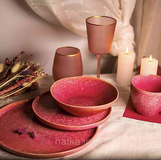 Тарілка блюдо Olens "Pink" 27 см кераміка рожева Київ