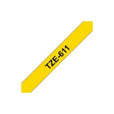 Лента для принтера этикеток UKRMARK B-T611P, 6мм х 8м, black on yellow, совместимая с TZe611, ламинированная (900532) Винница