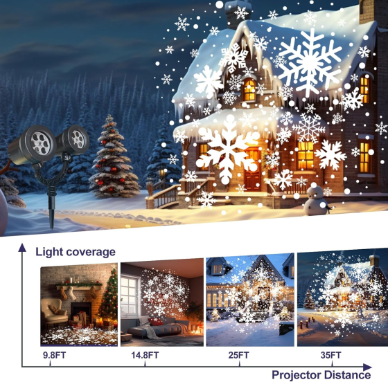 Світлодіодний проектор ілюмінація сніжинками Snowflake Lamp IP65 водонепроникний міні-різдвяний сніжинки-проектор для вулиці Київ