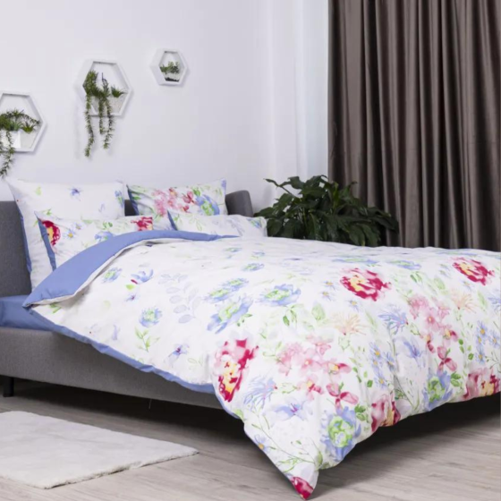 Постільна білизна полуторна бязь ТЕП SOFT DREAMS постіль полуторка акварель блакитний+білий Одеса