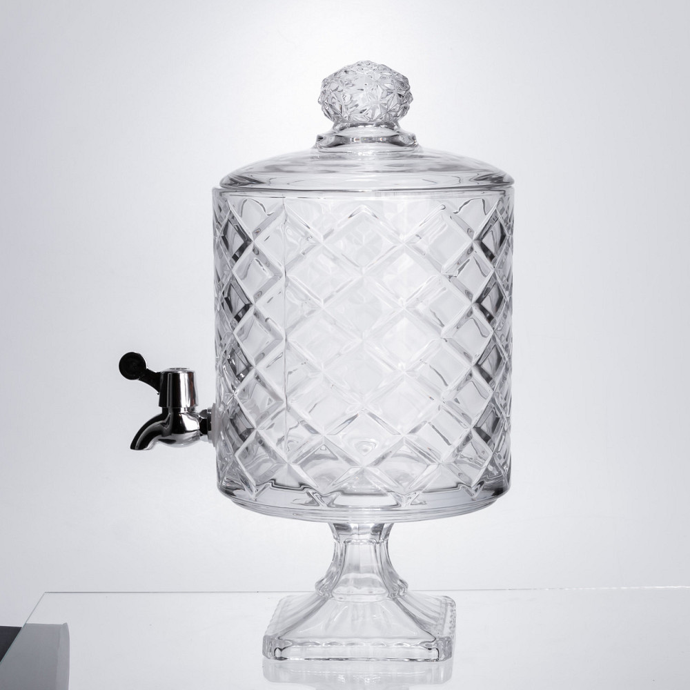 Yiwu Лимонадниця зі скляним краном 39 см 4,5 л прозора на підставці HP-19-3 Коломия - фото 8