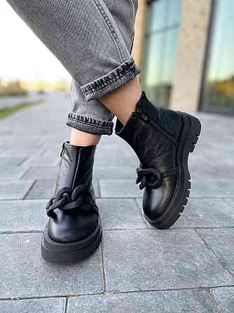 Женские черевики 032 черные натуральная кожа высота 14см подошва 3см размер 36-40 (4816) Коломыя