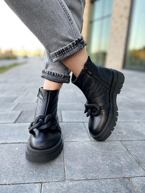 Женские черевики 032 черные натуральная кожа высота 14см подошва 3см размер 36-40 (4816) Коломыя - изображение 4